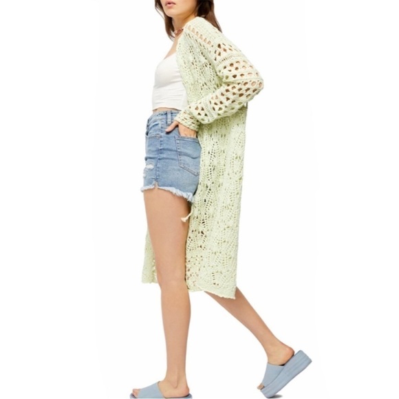 FREE PEOPLE Honeydew Sweet Talker Long Crochet Cardigan - Picture 6 of 12